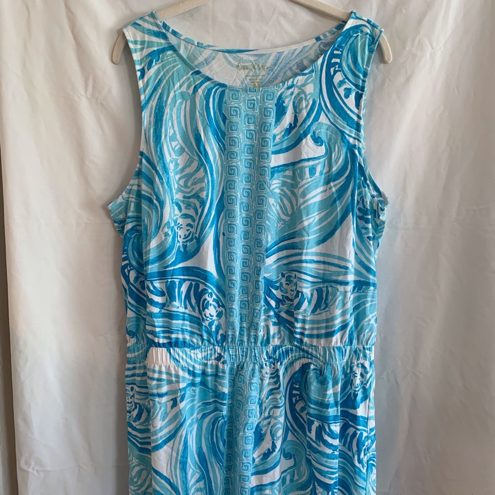 Lily Pulitzer Dress, Blue Tiger Print, XL